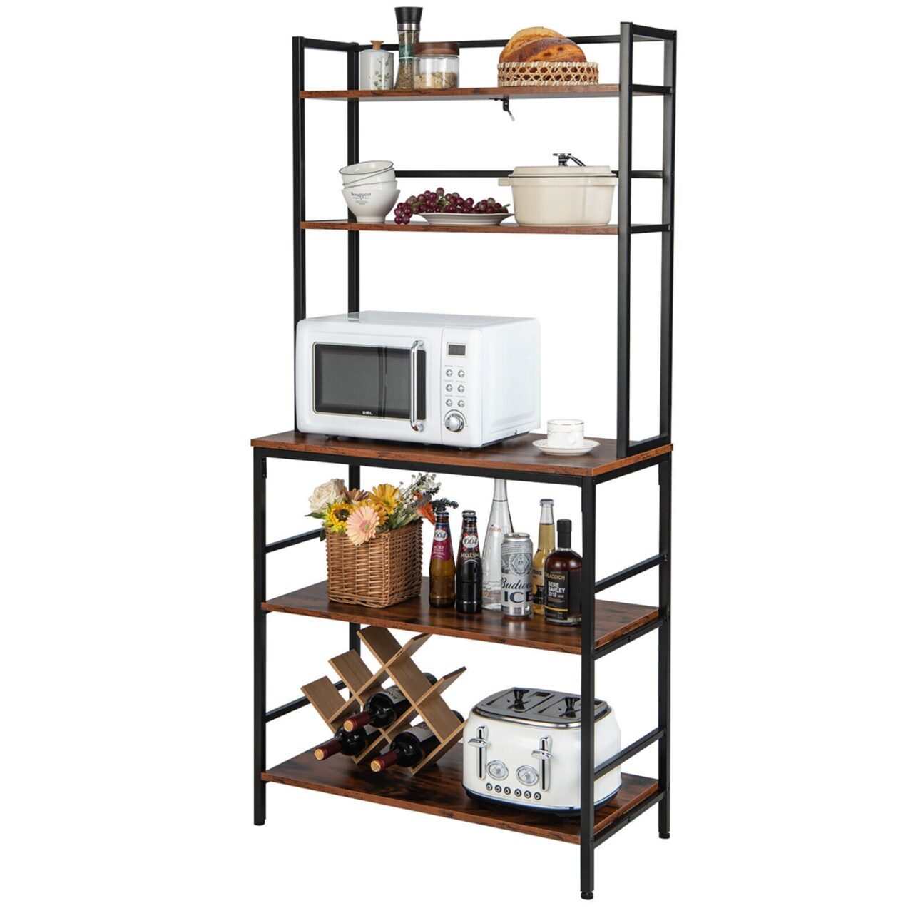 Gymax 5-Tier Kitchen Bakers Rack Microwave Stand Utility Storage